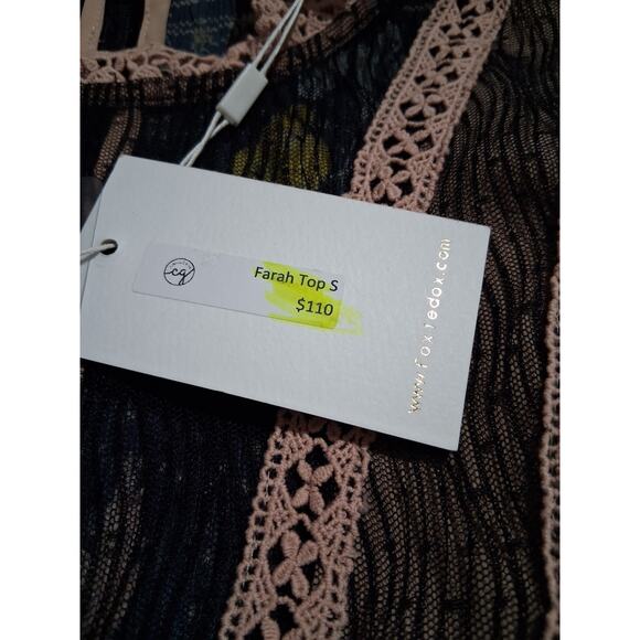 Foxie Dox Lace Mesh Sheer Women's size Small  Romantic Farah Floral Crochet Top - Picture 12 of 12